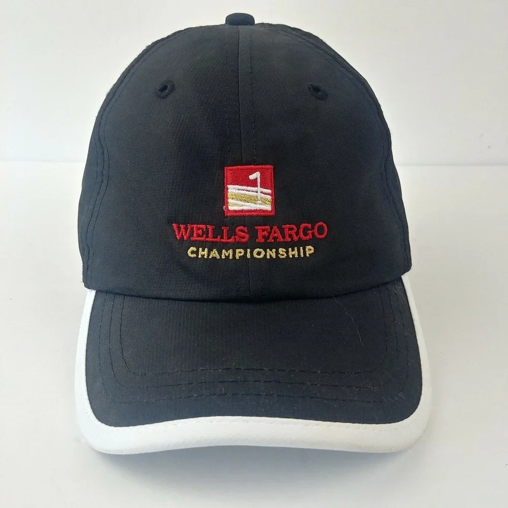 Wells Fargo Championship Hat Kids‎ Ages 5-12 Black Nylon Golf Baseball Cap